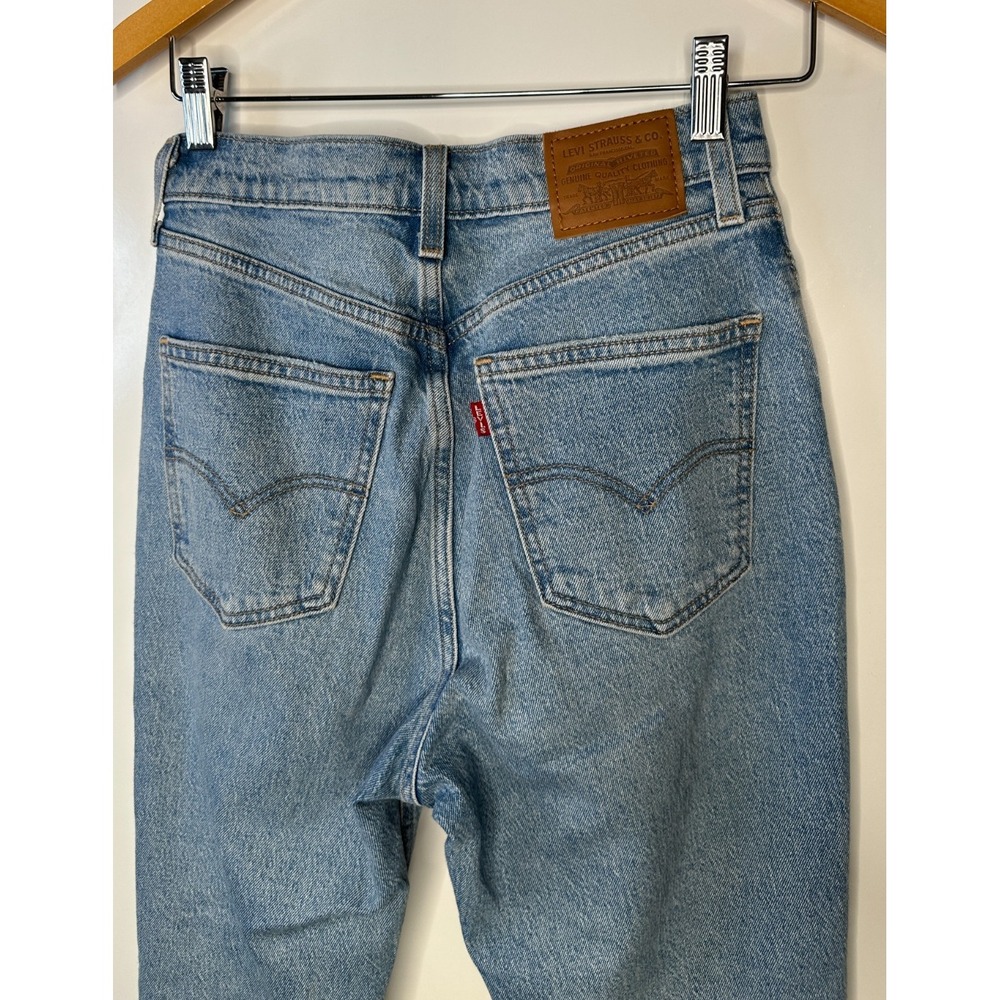 Levi's Premium 70's High Rise Flare Women's Jeans Blue Denim Distressed Size 26 - Picture 11 of 14
